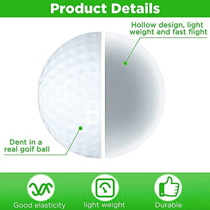 100 Pcs Training Golf Balls Hollow Golf Plastic Ball with Mesh Drawstring Storage Bags for Training, White