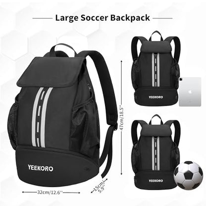 Soccer Backpack Multifunctional Sport Gym Bags with Dry-wet Separate & Shoe Compartment for Basketball Volleyball