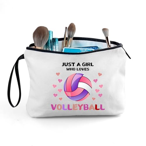 Volleyball Gifts for Teen Girls Team,Small Volleyball Cosmetic Makeup Bag Stuff Birthday Gifts for Friends Female,Christmas - color: Volleyball-PINK