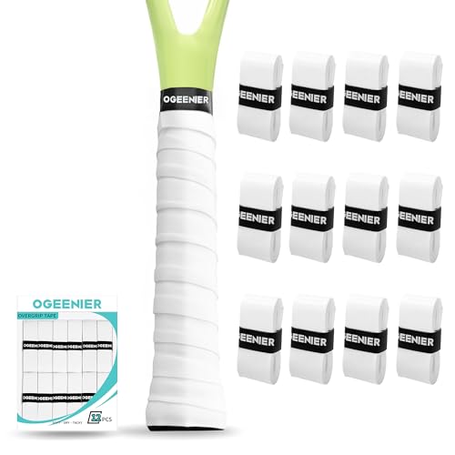 Tennis Racket Grip Tape, 3, 6, 12 Pack Tennis Overgrip Tape, Absorbent and Anti-Slip, Precut Soft Racquet Wrap Grips Tape for Pickleball Paddle/Badminton - color: White, size: 12 Pack