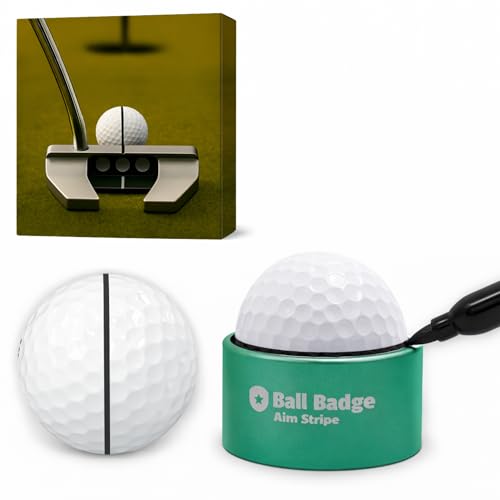 Ball Badge Aim Stripe - 360 Degree Golf Ball Line Marker Kit with Golf Bag Attachment for Perfect Alignment and Precision Putting - color: Green