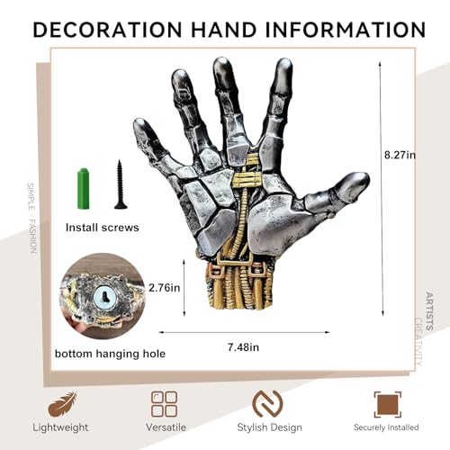 Mechanical Hand Wall-Mounted Ball Holder, Punk Style Resin Basketball & Soccer Display Rack, Space-Saving Industrial Art Shelf for Garage & Room Decor, Sports Ball Storage Stand