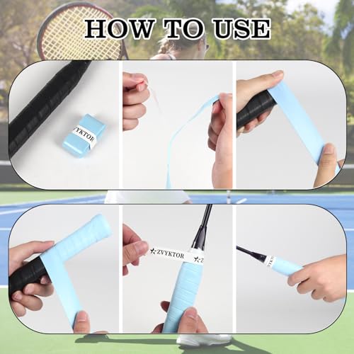 Tennis Racket Grip Tape, Ultra Thin Tacky Tennis Overgrip for Sweat Absorption & Control – Durable Anti-Slip Replacement Grip for Tennis, Badminton & Pickleball (3 Pack) - color: BLUE