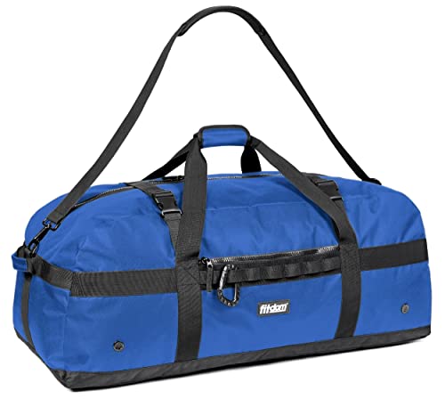 Fitdom 132L 36" Heavy Duty Extra Large Sports Gym Equipment Travel Duffel Bag W/Adjustable Shoulder & Compression Straps. Perfect for Soccer Baseball Basketball Hockey Football Team Coaches & More - color: Blue