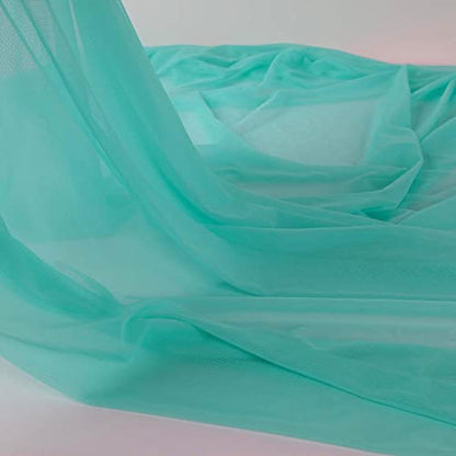 Superfine 4-Way Stretch Net Fabric Nylon Spandex Power Mesh Lightweight Sheer 60" Wide, a Continuous 5 Yards (Aqua) - color: Aqua