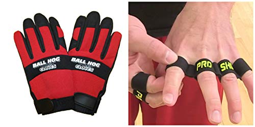 Basketball Shooting Trainer Dribbling Aid Shooting Rebounding Kit + Pro Shot Finger Sleeves - size: Medium Gloves (Middle School), style: W/ Medium Pro Shot Finger Spacer Sleeves
