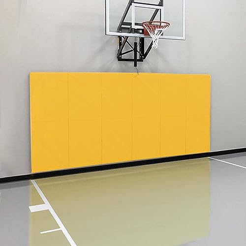 Gym Wall Paddings Basketball Court Wall Protection Pad - 2”Thick Foam Wall Mat Durable Protector for Wall-Mounted Basketball Hoops Garage Taekwondo（60" Lx20 W） - color: Yellow, size: 60" x 20" x 2", style: 1 Piece