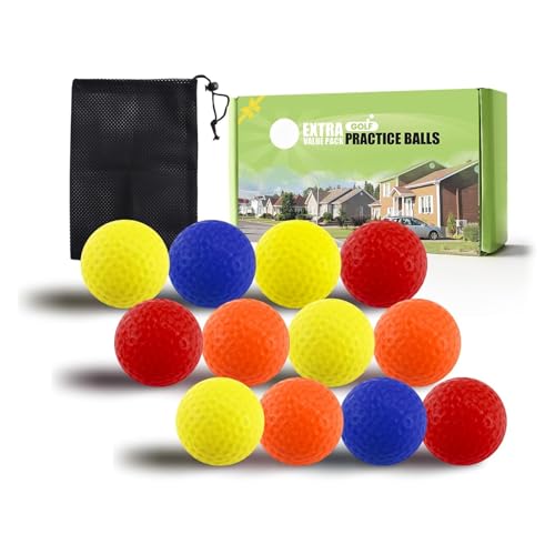 FINGER TEN Golf Practice Balls Foam Colored Value 12 24 50 Pack, Golf Ball Limited Flight for Indoor Outdoor Driving Range Backyard Training