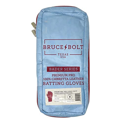 BRUCE BOLT Signature Series Long Cuff Batting Gloves - Pro-Athlete Collection - Adult & Youth Sizes - color: Bader/Pink, size: Small