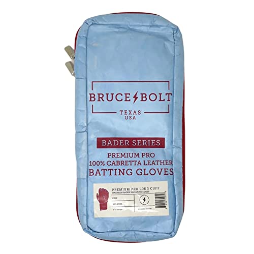 BRUCE BOLT Signature Series Long Cuff Batting Gloves - Pro-Athlete Collection - Adult & Youth Sizes - color: Bader/Pink, size: X-Large