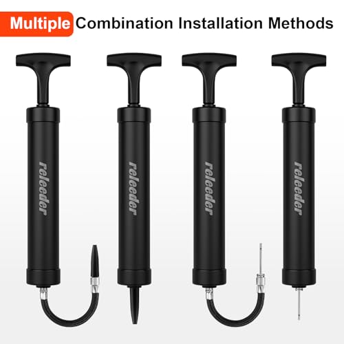10 Inch Ball Pump Kit, Basketball Pump, Portable Air Pump with 5 Needles, 1 Nozzle & Extension Hose for Soccer Football Volleyball Water Polo Rugby Exercise Sports Ball
