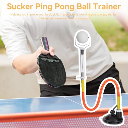 HERCHR Table Tennis Training, Professional Ping Pong Trainer with Suction Base, Table Tennis Training Device Rebound Ball Machine for Beginners