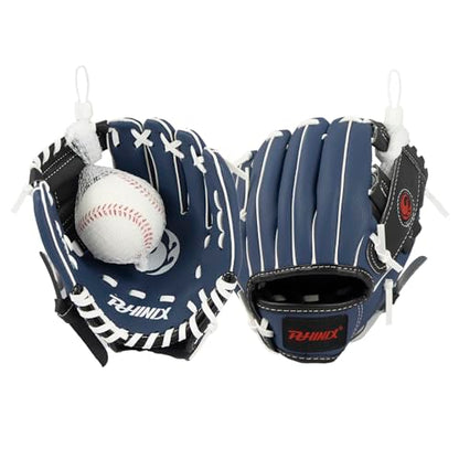 PHINIX Baseball Glove Tee Ball Mitts with Soft Ball for Kids Play & Training 8.5"-10" - color: Navy White, size: 8 1/2"Right Hand Throw