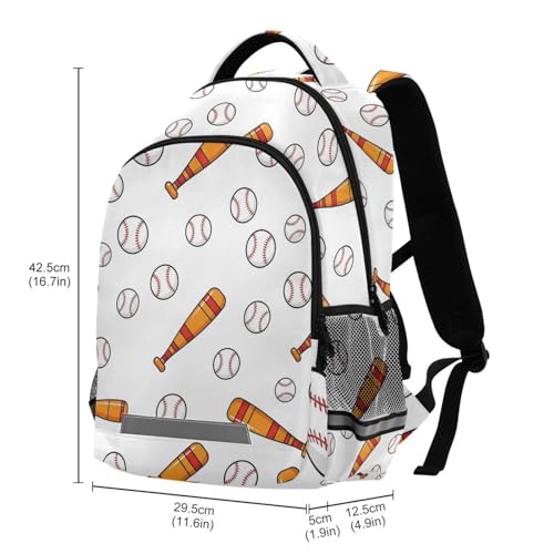 Baseball Bats and Balls Large School Backpacks with Chest Strap for Boys Girls Students,Lightweight Bookbags 17 Inch, Portable Casual Daypack Bags - color: Baseball Bats and Balls