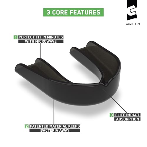 Game On Mouthguards - Only ADA Accepted Strapless Sports Mouth Guard for Football, Basketball, Lacrosse, Hockey - Superior Protection, Comfortable Fit (Braces Mouthguard)