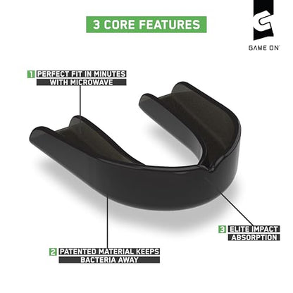 Game On Mouthguards - Only ADA Accepted Strapless Sports Mouth Guard for Football, Basketball, Lacrosse, Hockey - Superior Protection, Comfortable Fit (Braces Mouthguard)