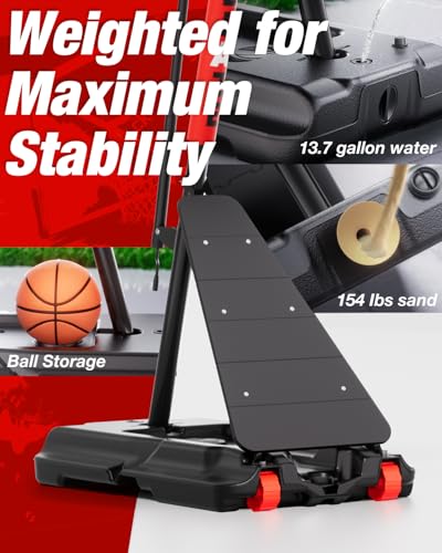 Basketball Hoop Outdoor 5.3-10ft Height Adjustable Portable Basketball Goal System with 45 Inch Shatterproof Backboard for All Ages in Backyard/Driveway/Indoor