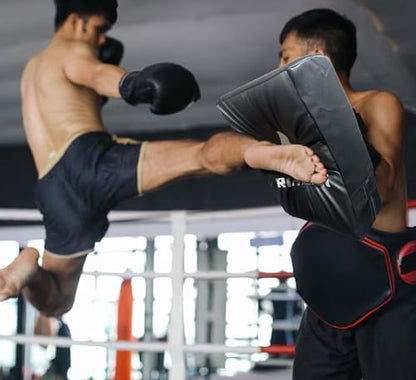 Martial Arts Kicking Shield Pad for Muay Thai, Taekwondo Football, Basketball, Hockey Training, 12x16in Denser Foam High-Density PU Leather Cover - color: Black Kick Shield