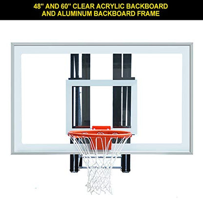 Garage Roof Mounted Basketball Hoop System , 48 / 60 Inch Clear Backboard , Durable Steel Bracket and Heavy Duty Breakaway Rim Combo Fit Most Slanting Roofs - size: 60 inch backboard