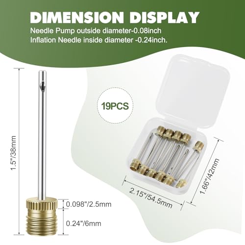 20 Pack Brass Ball Pump Needles with Storage Case - Heavy Duty No Break Air Pump Needles for Basketball - color: 20 Pack