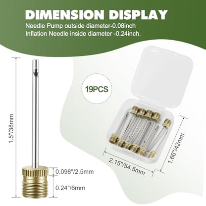 20 Pack Brass Ball Pump Needles with Storage Case - Heavy Duty No Break Air Pump Needles for Basketball - color: 20 Pack