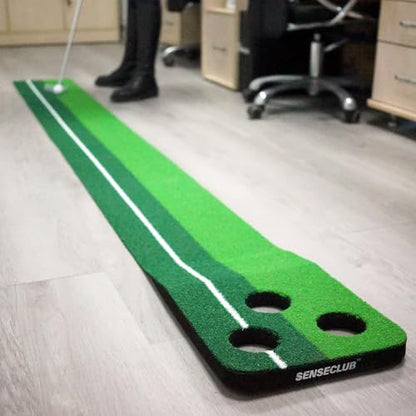 SENSECLUB Indoor Putting Green, Foldable Putting Mat Golf Game Set, Golf Gifts for Men with Ball-Collect System - style: Green 3 caps