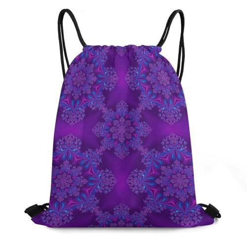 Beam Backpack Drawstring Sack Large Capacity for Soccer Basketball Sports Equipment Travel Men Women, New Purple Tie Dye Psychedelic Trippy Art Bags - color: Picture (514)