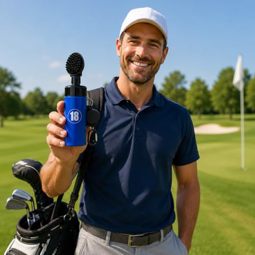 East/18 Aquabrush18 Golf Club Cleaner 4oz Pump Water Bottle Brush with Nylon Bristles, Retractor & Carabiner Clip | Lightweight, Durable & Leak-Resistant Cleaning