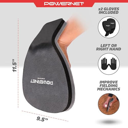 PowerNet Fielder Pro, Angled Wrist Soft Hands Softball & Baseball Training Equipment, Baseball Practice Equipment for Fast Transition from Glove, Right & Left Hand Universal Fit, 2-PK
