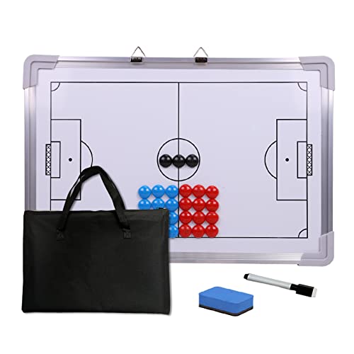 Magnetic Soccer Football Coach Board，Portable Clipboard Tactical Magnetic Board Kit W/Marker Pieces,Pen, Eraser, Storage Bag