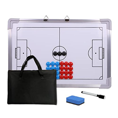 Magnetic Soccer Football Coach Board，Portable Clipboard Tactical Magnetic Board Kit W/Marker Pieces,Pen, Eraser, Storage Bag