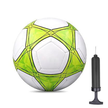 Soccer Ball Size 3,4,5 Soft PU for Practice Training Gift Boys Girls Kid Come with Pump and Needle - color: Green, style: Size 3