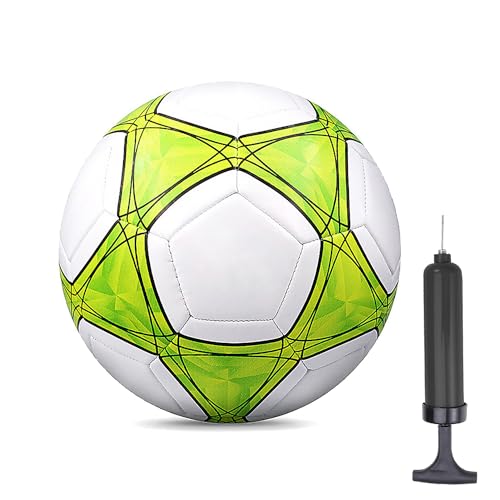Soccer Ball Size 3,4,5 Soft PU for Practice Training Gift Boys Girls Kid Come with Pump and Needle - color: Green, style: Size 5
