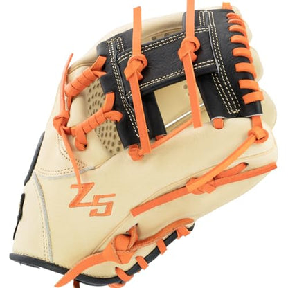 SSK Z5 Craftsman Infield Baseball Glove – 11.25” - 11.5” - 11.75” - 12” – Right & Left Hand Throw - color: Camel/Black/Orange, size: 11.5" - Right Hand Throw