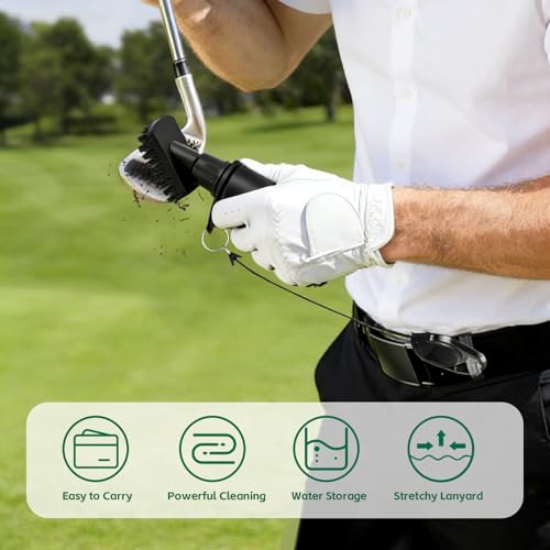 Golf Towel and Golf Club Brush Cleaner Set, 16x16 Inch Premium Microfiber Golf Towel, Golf Club Cleaning Brush with Retractable Clip & Squeeze Water Bottle, Essentials Golf Accessories for Men