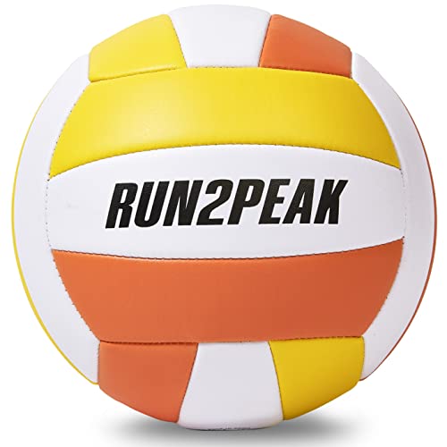 RUN2PEAK Soft Touch Volleyball Ball Gifts for Teen Girls Kids Youth Team Beginners Durable Volleyballs for Outdoor Indoor Beach Pool Water Play Official Size 5 Training Practice Volley Ball - color: Yellow/Orange/White