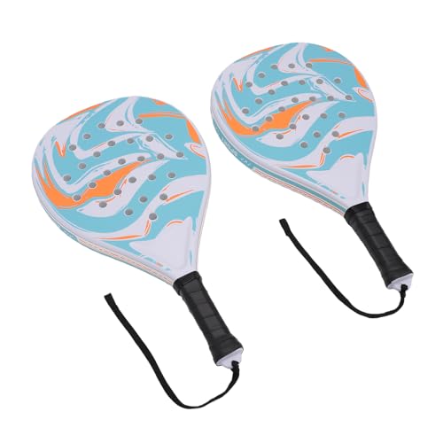 Cryfokt Padel Racket Tennis Set with Lightweight ABS Structure High Density Pro EVA Core Balanced Weight Distribution Ergonomic Grip with Ball Included for Beginners Outdoor Play - color: Blue Orange