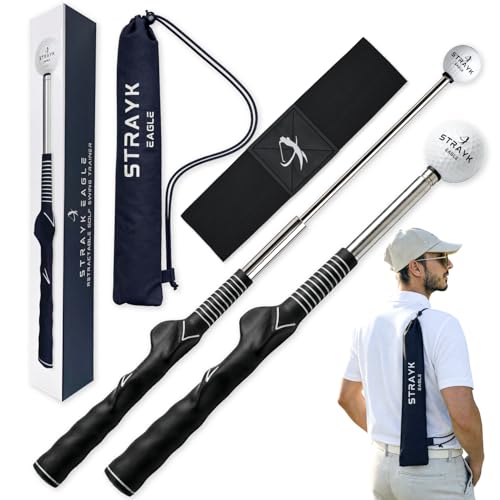 Retractable Golf Swing Trainer - Fix Your Slice - Improve Swing Tempo - Get Instant Feedback - Golf Training Aid for Right-Handed Players - Indoor & Outdoor Practice - Perfect for Beginners & Pros