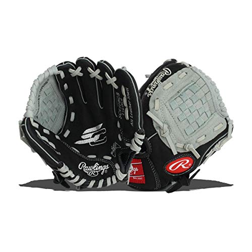 Rawlings | Sure Catch Baseball & Softball Glove | T-Ball, Youth & Adult Rec Models | Multiple Sizes & Styles - color: Black / Grey, size: 9.5" | Ages 4-5