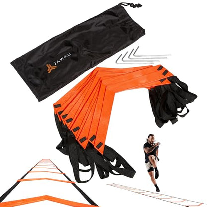 JAWKU Speed and Agility Ladder, Extra Long 21-Foot with 15-Rungs to Improve Balance, Acceleration, Lateral Speed, Change of Direction, and Body Control