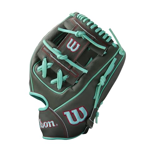 Wilson Summer 2025 A2000® Baseball Gloves - color: Charcoal/Seafoam/Red, size: Infield - 11.75"