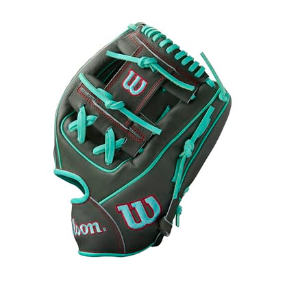 Wilson Summer 2025 A2000® Baseball Gloves - color: Charcoal/Seafoam/Red, size: Infield - 11.75"