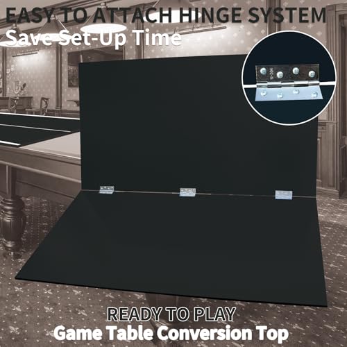 Ping Pong Table Top for Billiard Table - 9FT Foldable Table Tennis Table Topper for Pool Table with Net & Premium Foam Padding | Portable Table Tennis Conversion Top for Indoor Outdoor Games Black