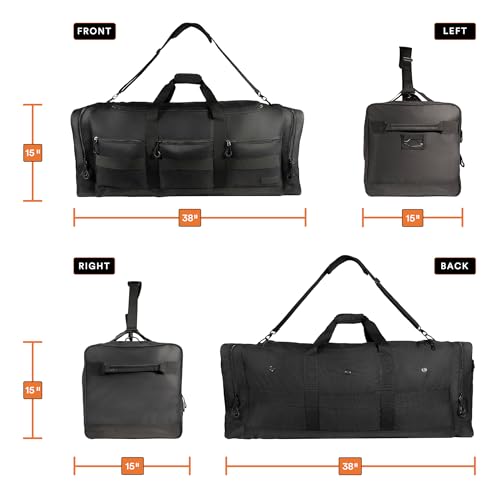 Fitdom 140L 38" Heavy Duty Extra Large Sports Equipment Duffle Bag with Upgrade Zipper, Durable & Water Resistant. Perfect for Travel Storage Football Hockey Baseball Basketball Team Coaches & More
