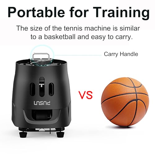 Tennis Ball Machine, Portable PT-Mini Pro Tennis Ball Serving Launching Machine for Practice and Training, Support App and Remote Adjust Speed&Angle, Hold 65+Balls at Once, Easy to Use