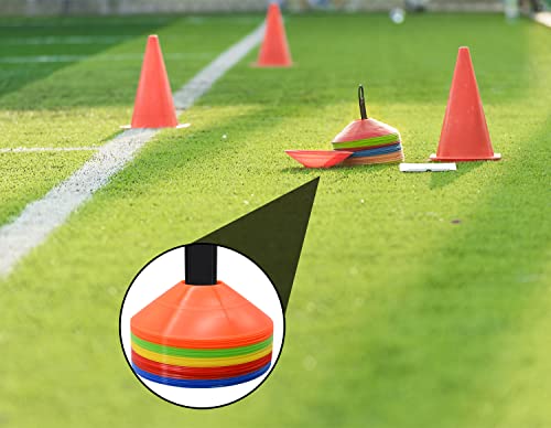 RUBY.Q 50/100/200pcs Disc Cones, Soccer Cones, Basketball Cones with Carry Bag and Holder, Football, Soccer, Basketball Training Equipment, 5 Colors - size: 50pcs