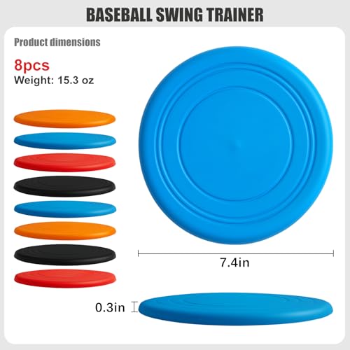 8Pcs Baseball Swing Trainer, 7 Inch Swing Disk for Batting Mechanics, Softball Training Equipment, Lightweight Durable Hitting Aid for Players (Multicolor)