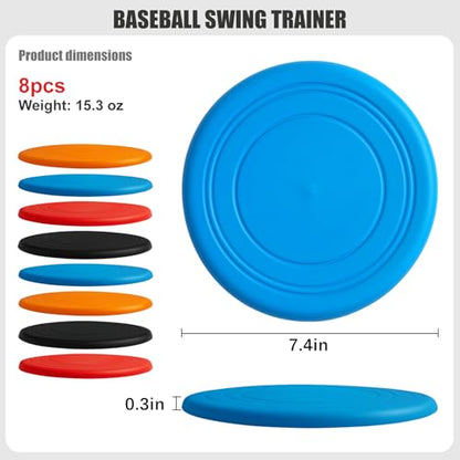 8Pcs Baseball Swing Trainer, 7 Inch Swing Disk for Batting Mechanics, Softball Training Equipment, Lightweight Durable Hitting Aid for Players (Multicolor)