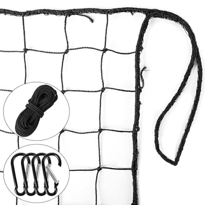 Baseball & Softball Practice Nets Backstop Barrier - Sizes 10x20 FT, 10x15 FT, 10x10 FT - Heavy Duty Nylon Training Net for Batting Cage, Backyard - 33FT Rope & Safety Key Chains