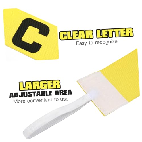 Soccer Captain Armband - Adjustable Captain Bands for Youth, Kids & Adult Players, Team Sports Arm Band for Football, Yellow